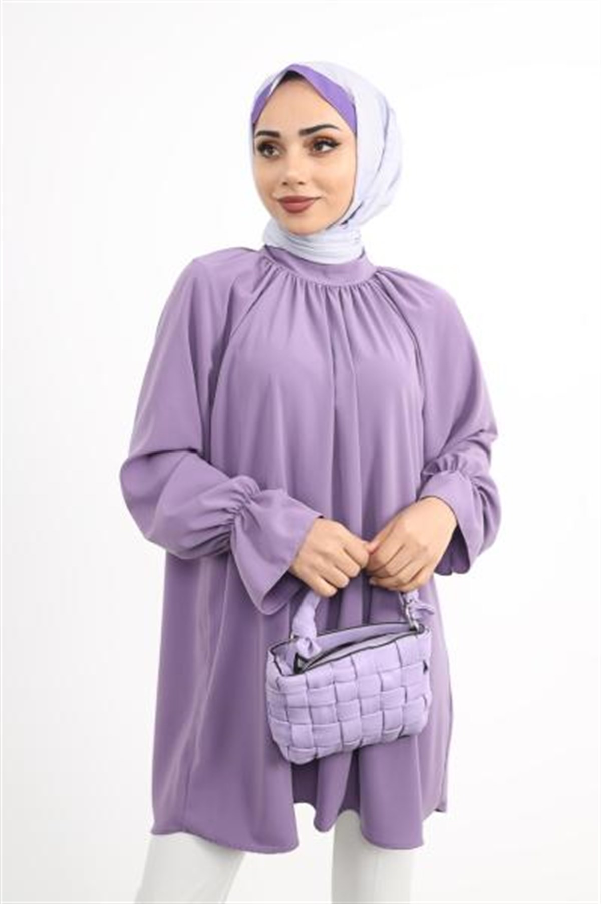 Kolu Lastikli Tunik Lila