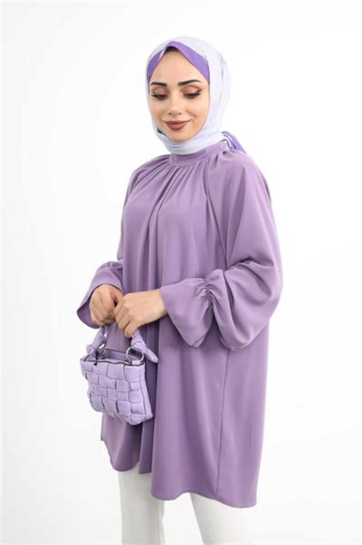 Kolu Lastikli Tunik Lila