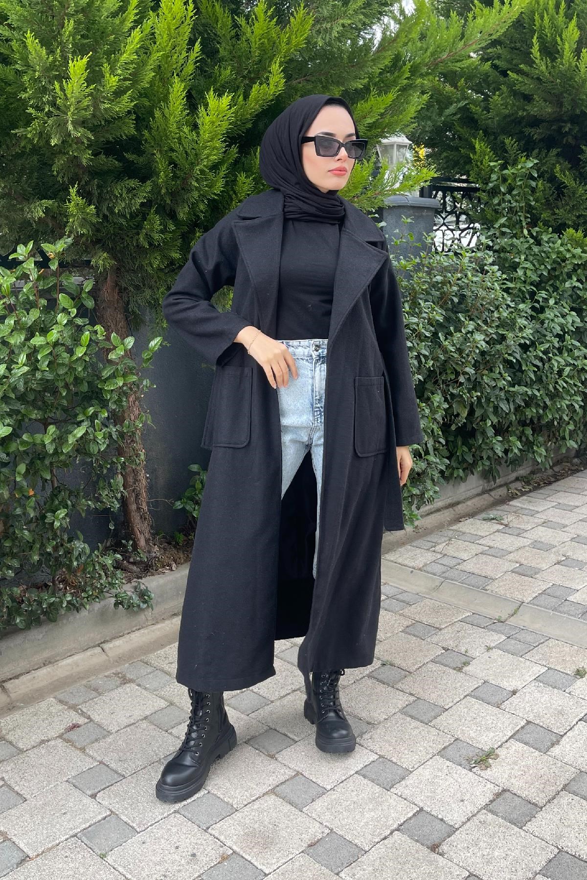 Kuşaklı Bağlamalı Kap Siyah