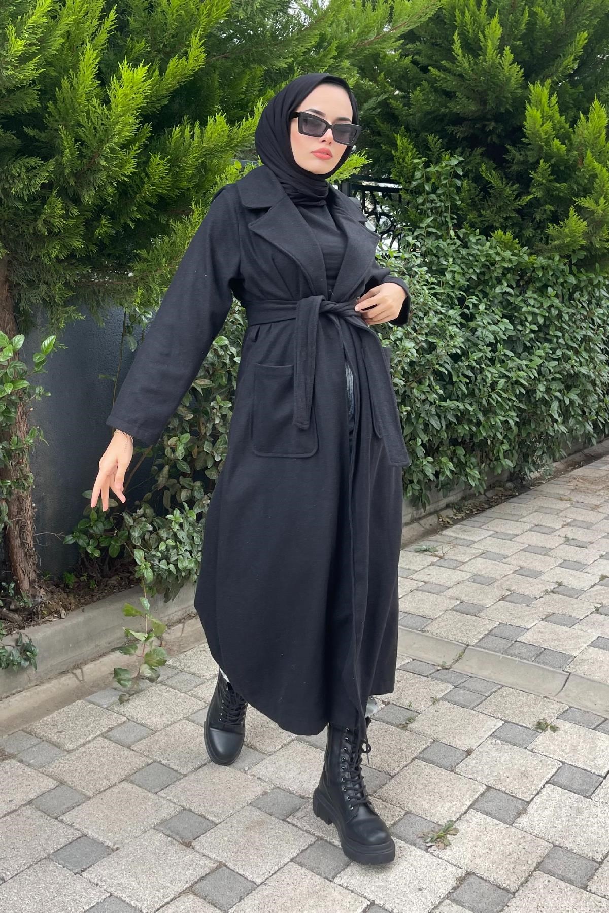 Kuşaklı Bağlamalı Kap Siyah
