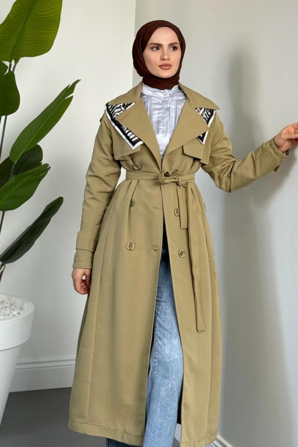 Mivora Astarlı Gabardin Trençkot Haki
