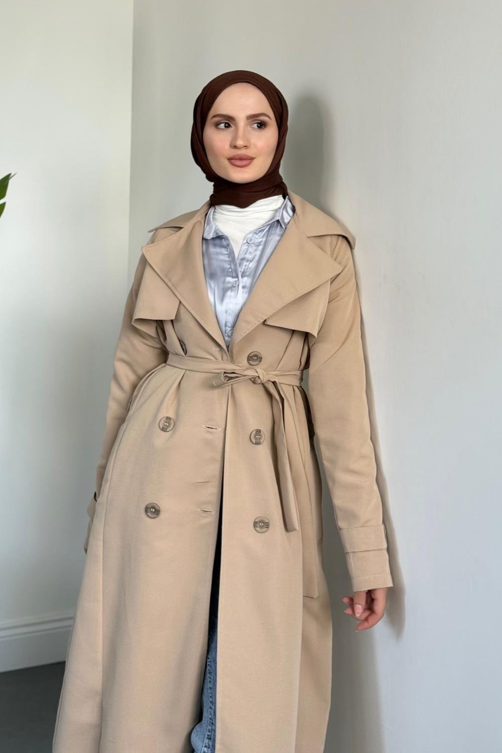 Mivora Astarlı Gabardin Trençkot Vizon