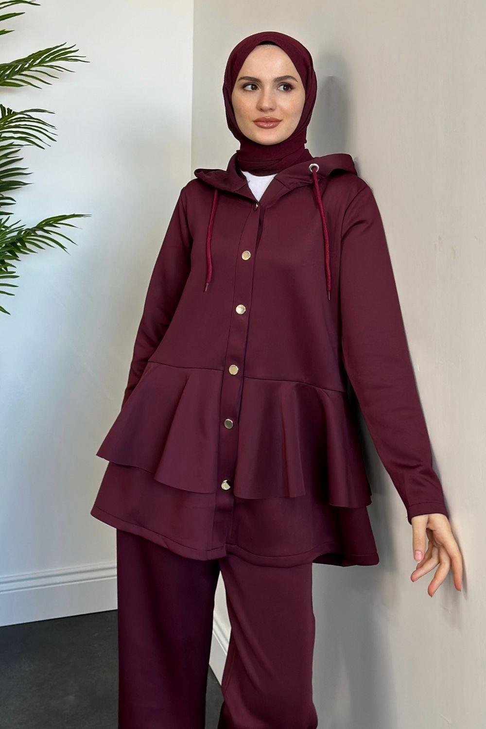 Raina Fırfırlı Scuba Takım Mürdüm