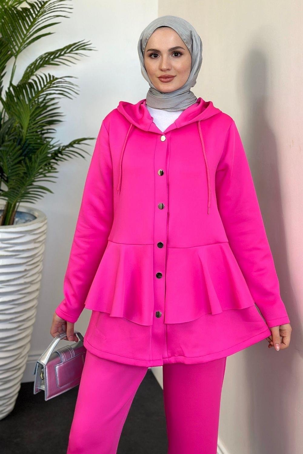 Raina Fırfırlı Scuba Takım Pembe