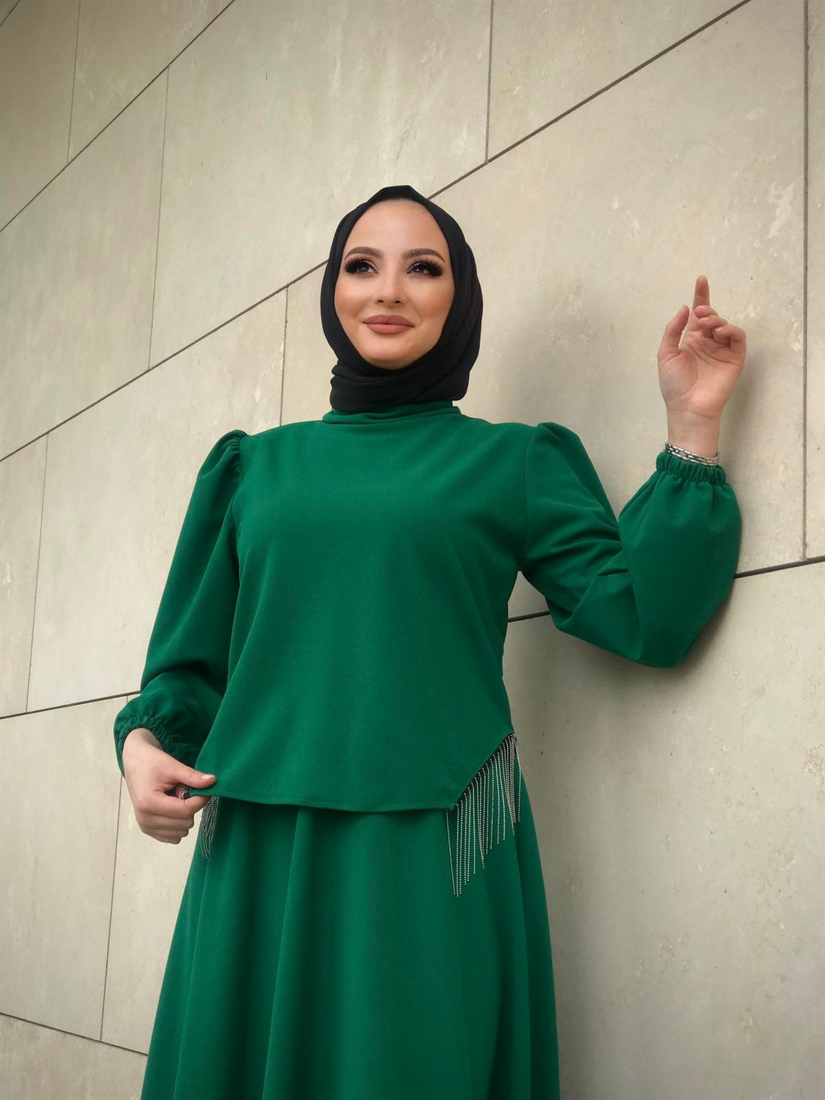 Roza Etekli Takım Yeşil