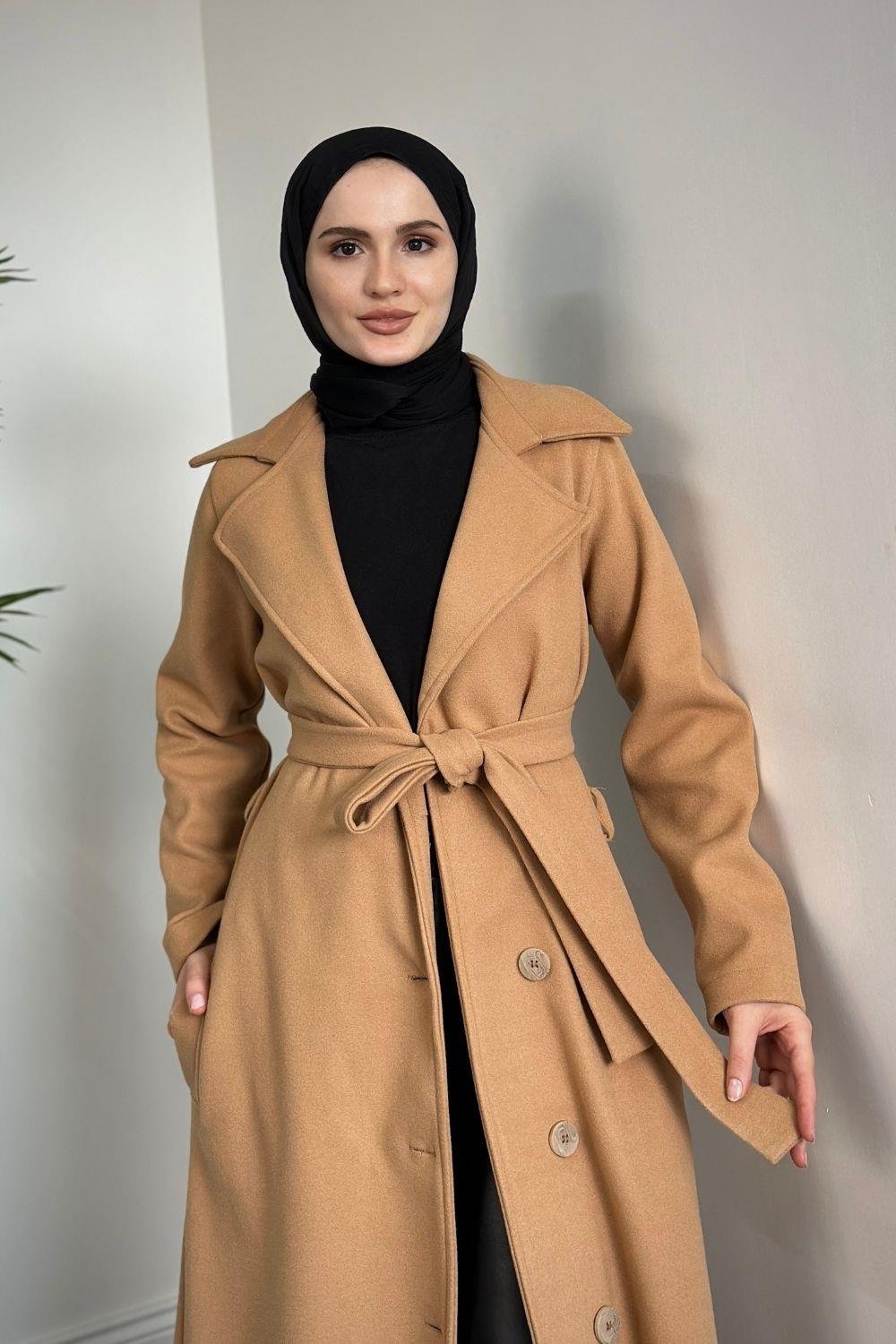 Savanna Astarlı Tam Boy Kaşe Kaban Camel