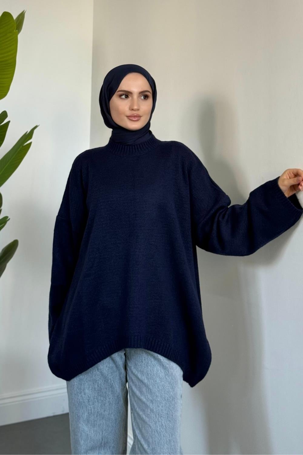 Sezin Ön Oval Kol Salaş Tunik Lacivert