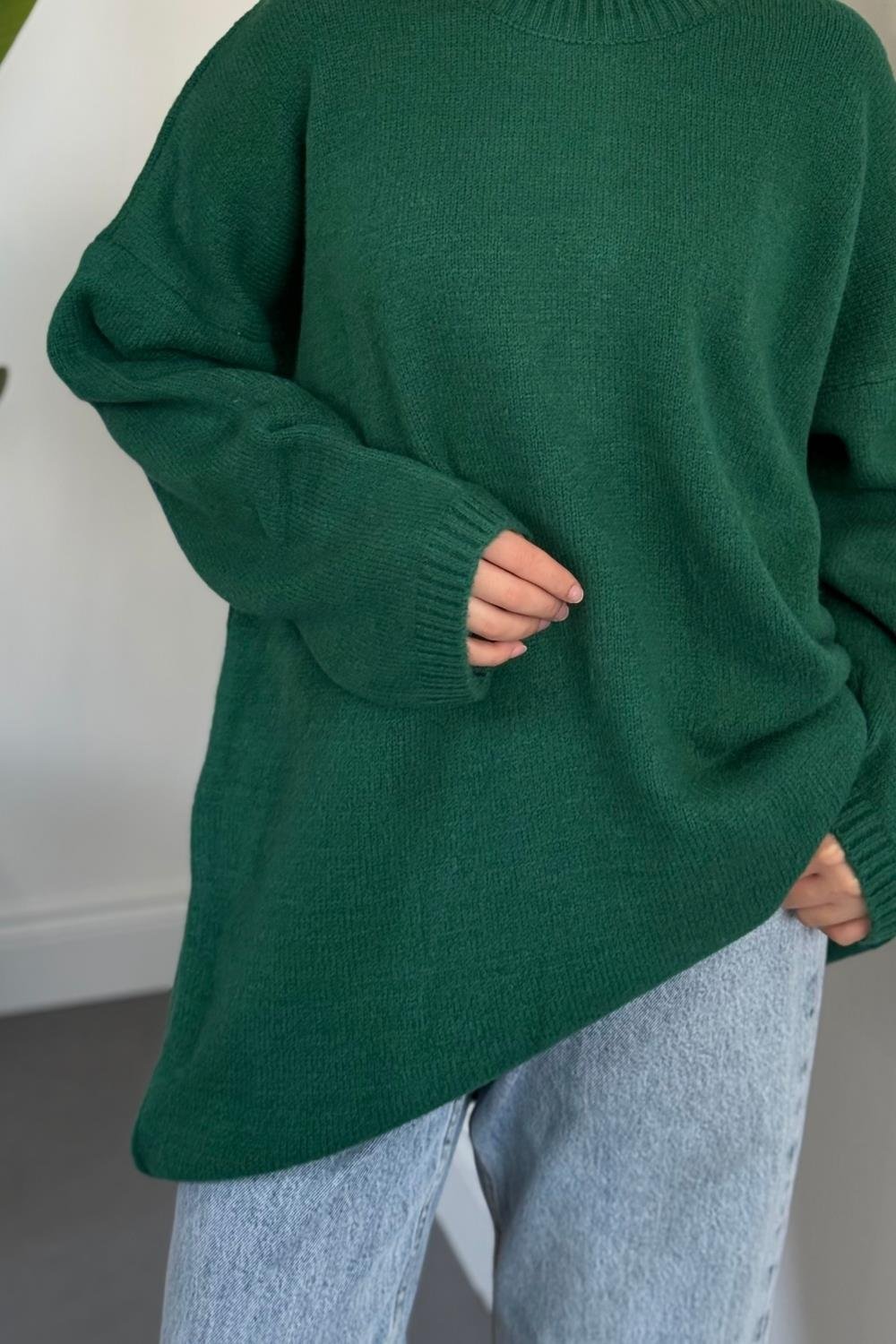 Sezin Ön Oval Kol Salaş Tunik Yeşil