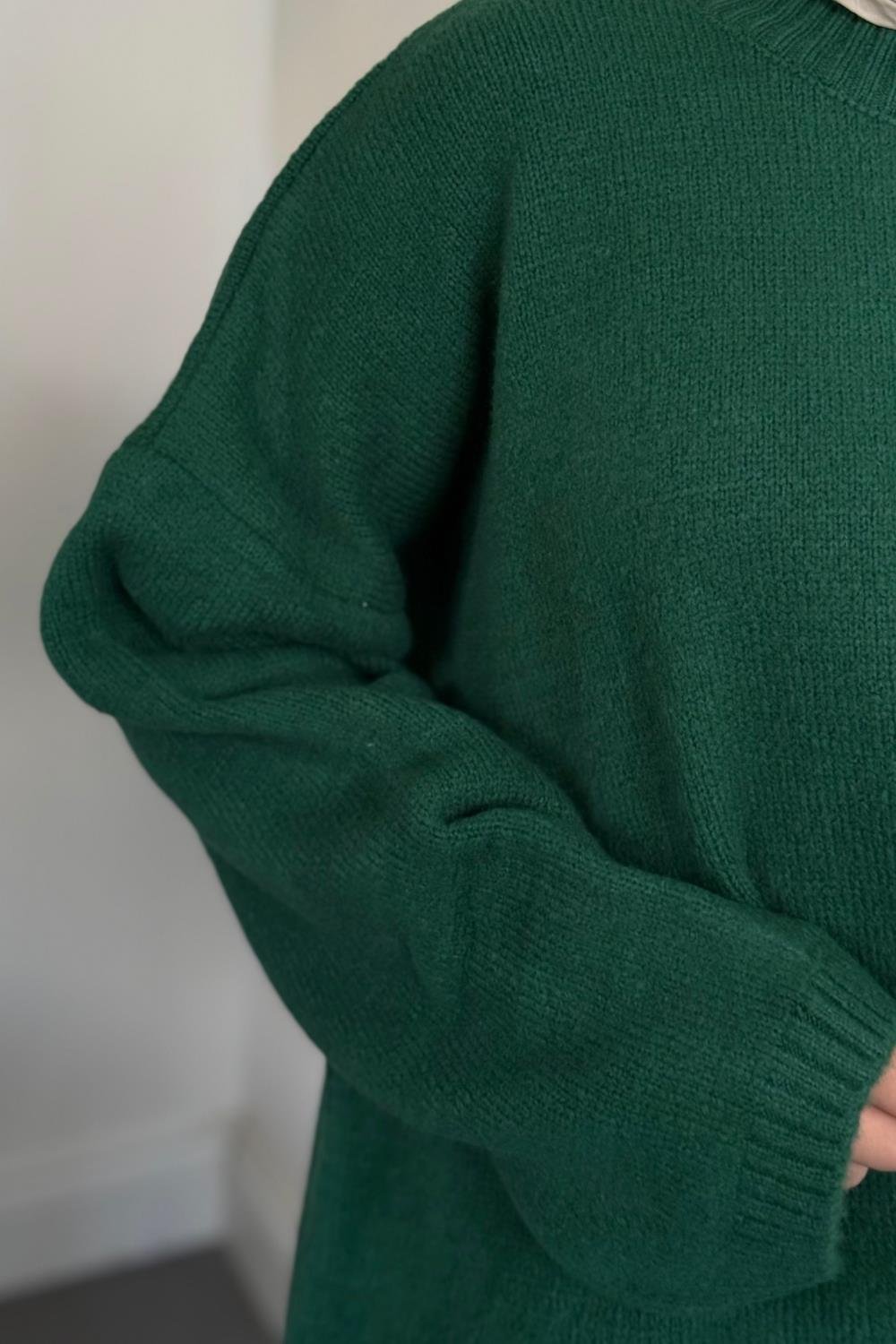 Sezin Ön Oval Kol Salaş Tunik Yeşil