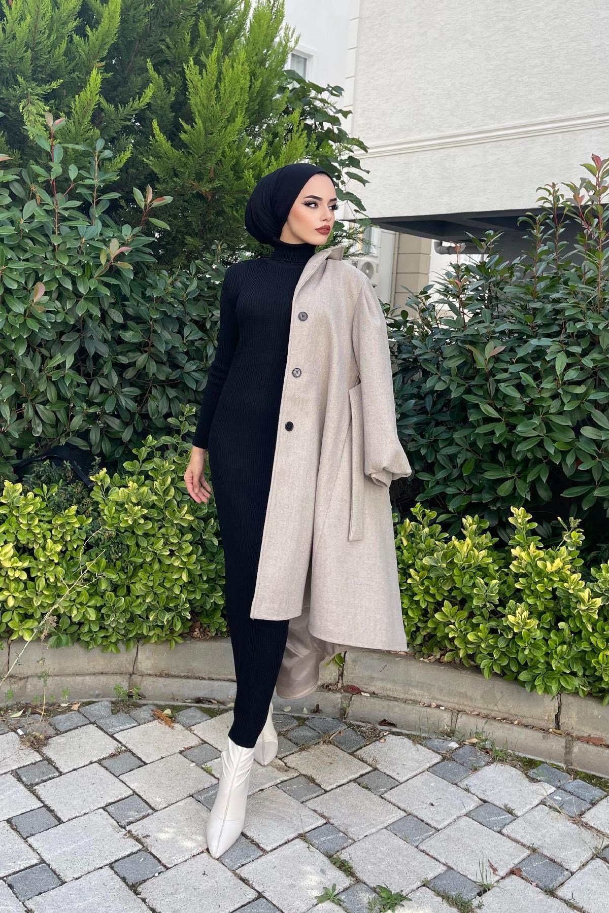 Triko Elbise Siyah