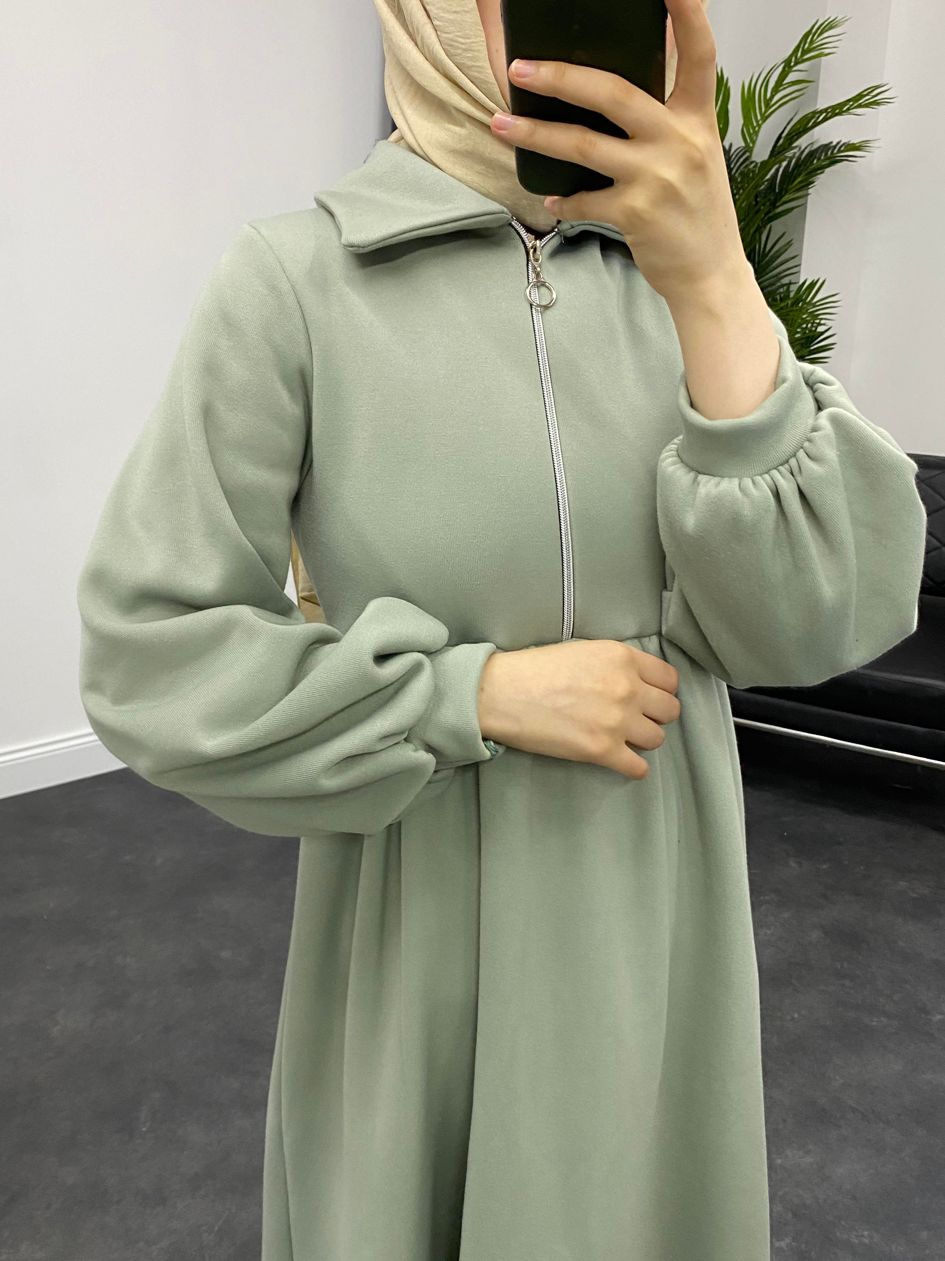 Vereniko Fermuarlı Sweat Elbise Mint