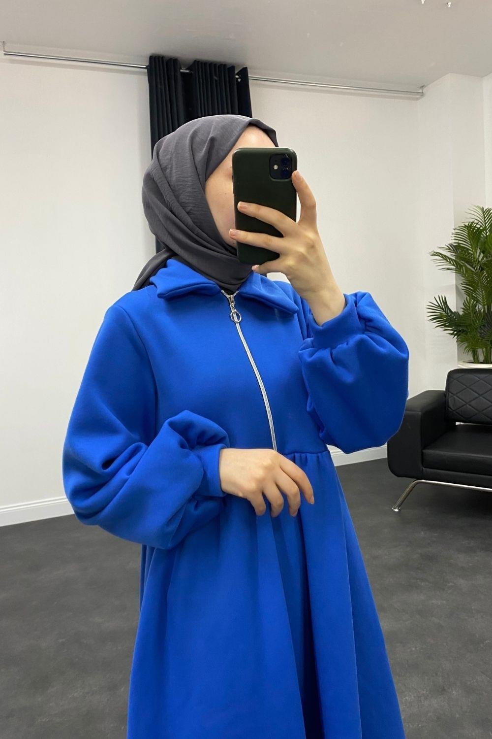 Vereniko Fermuarlı Sweat Elbise Saks