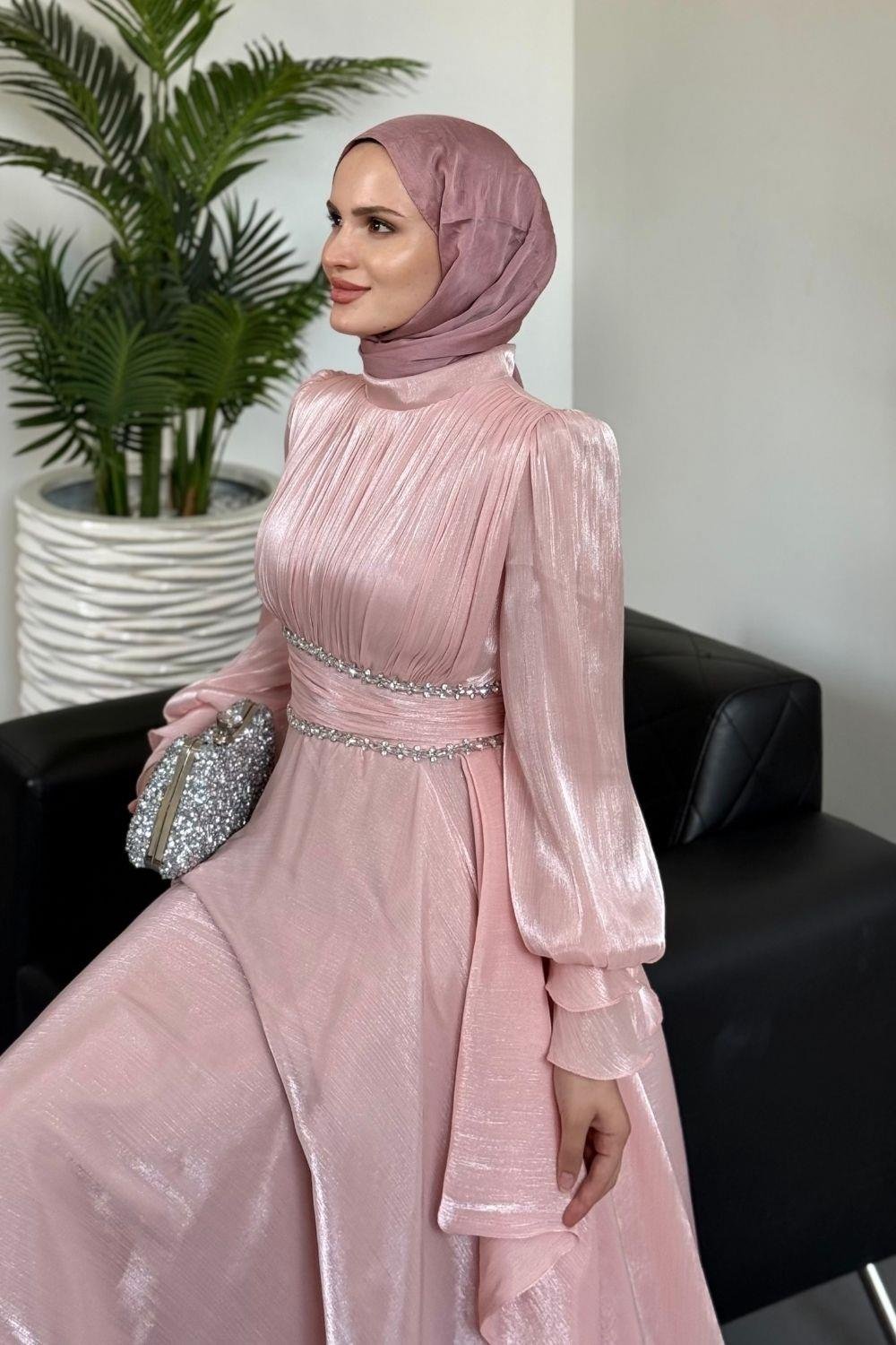 Zarina Beli Taşlı Jan Jan  Abiye Pudra