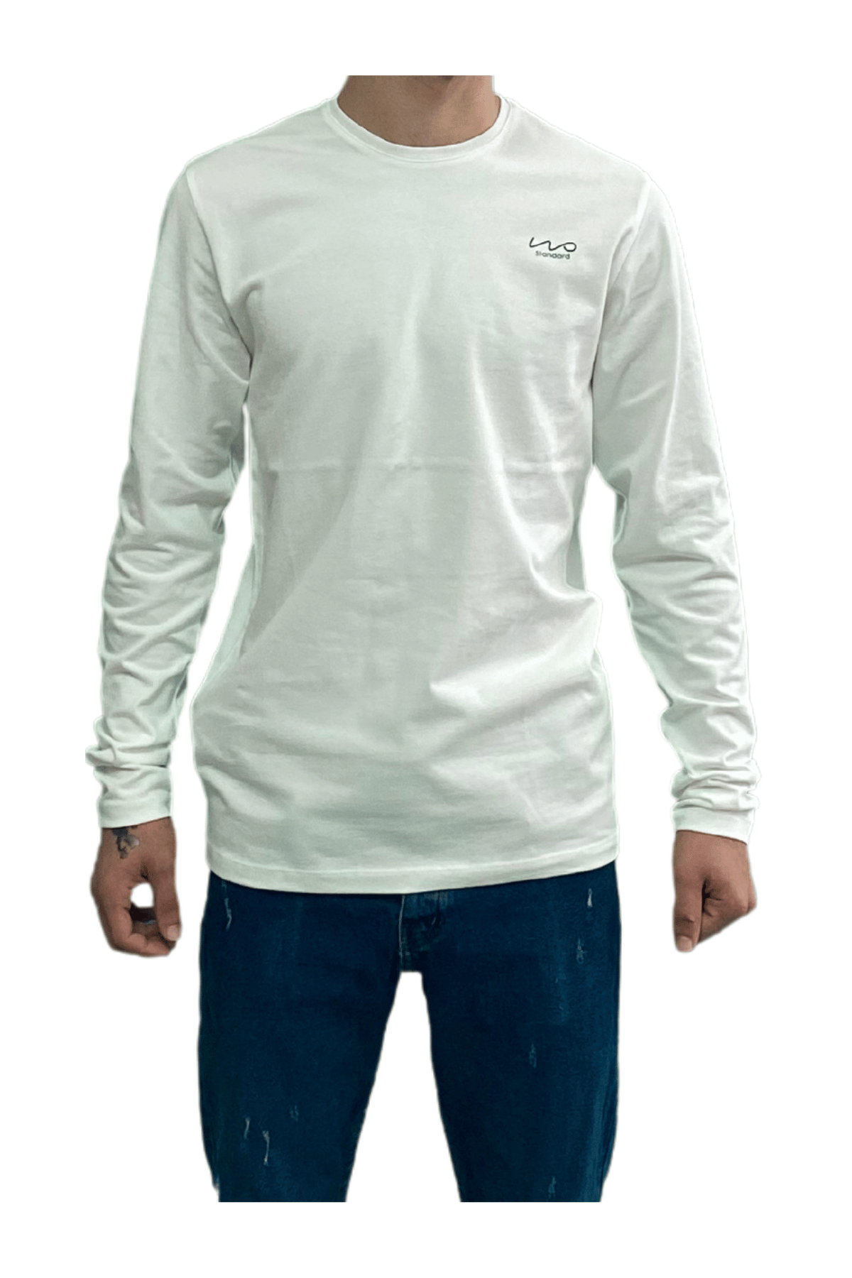  Standart Uzun Kollu Likralı  Krem  Unisex T-Shirt