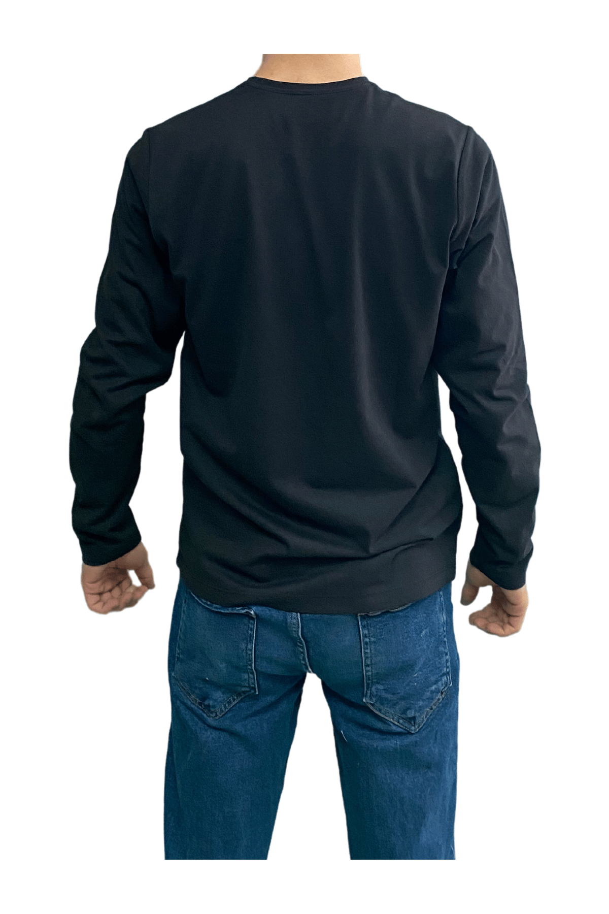  Standart Uzun Kollu Likralı Siyah Unisex T-Shirt