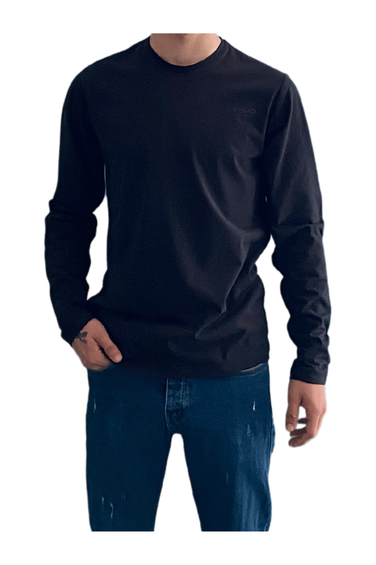  Standart Uzun Kollu Likralı Siyah Unisex T-Shirt