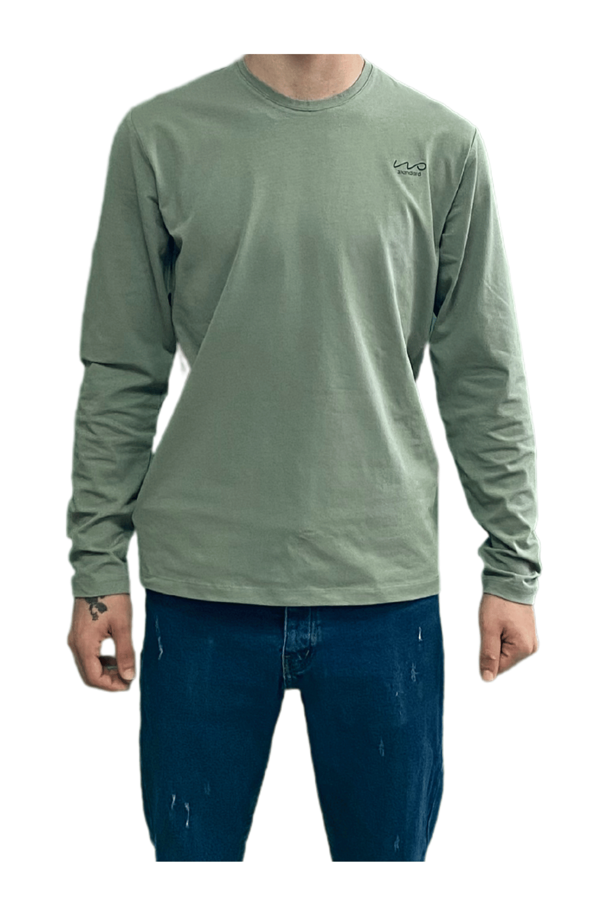  Standart Uzun Kollu Likralı Yeşil Unisex T-Shirt