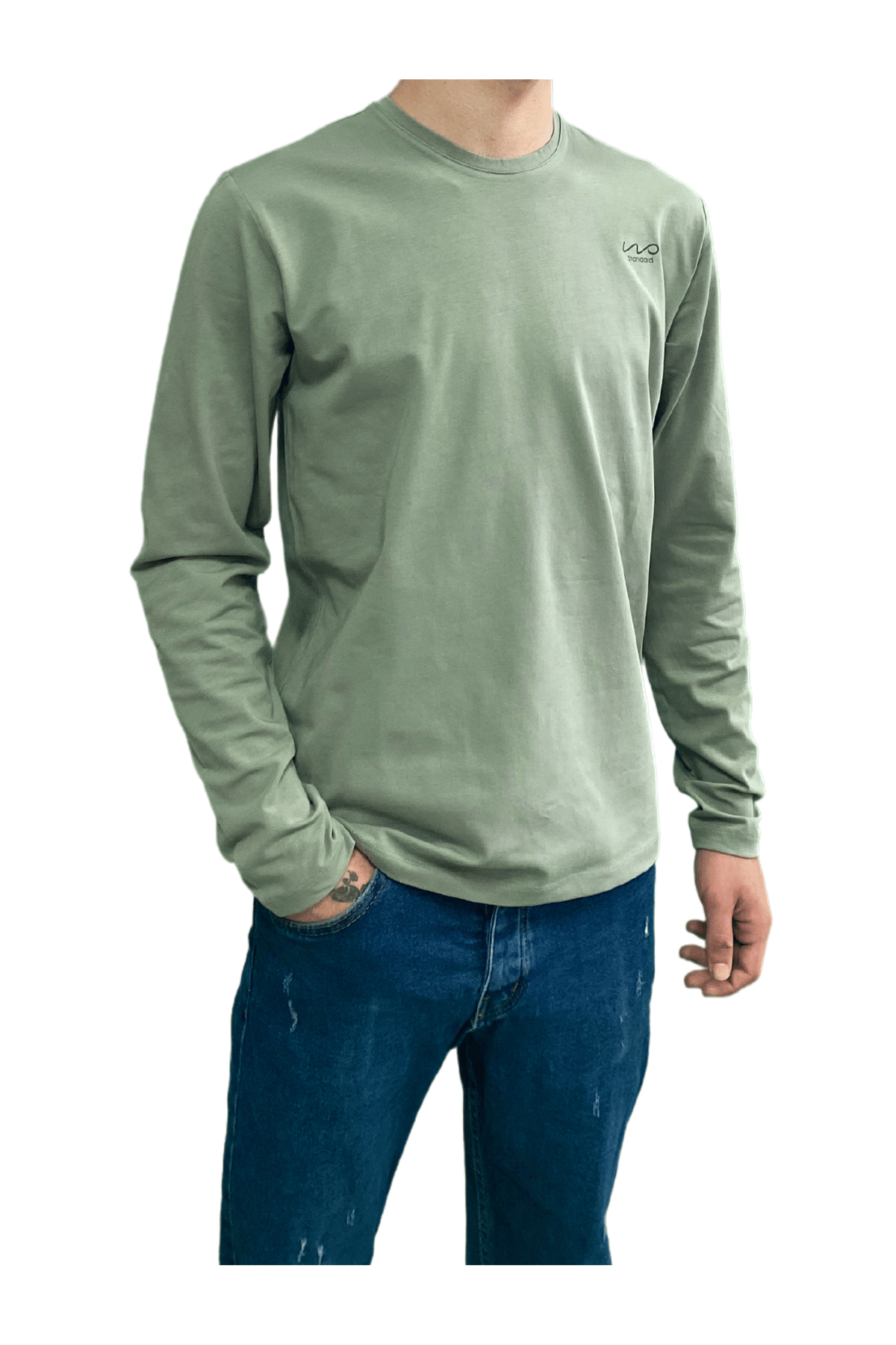  Standart Uzun Kollu Likralı Yeşil Unisex T-Shirt