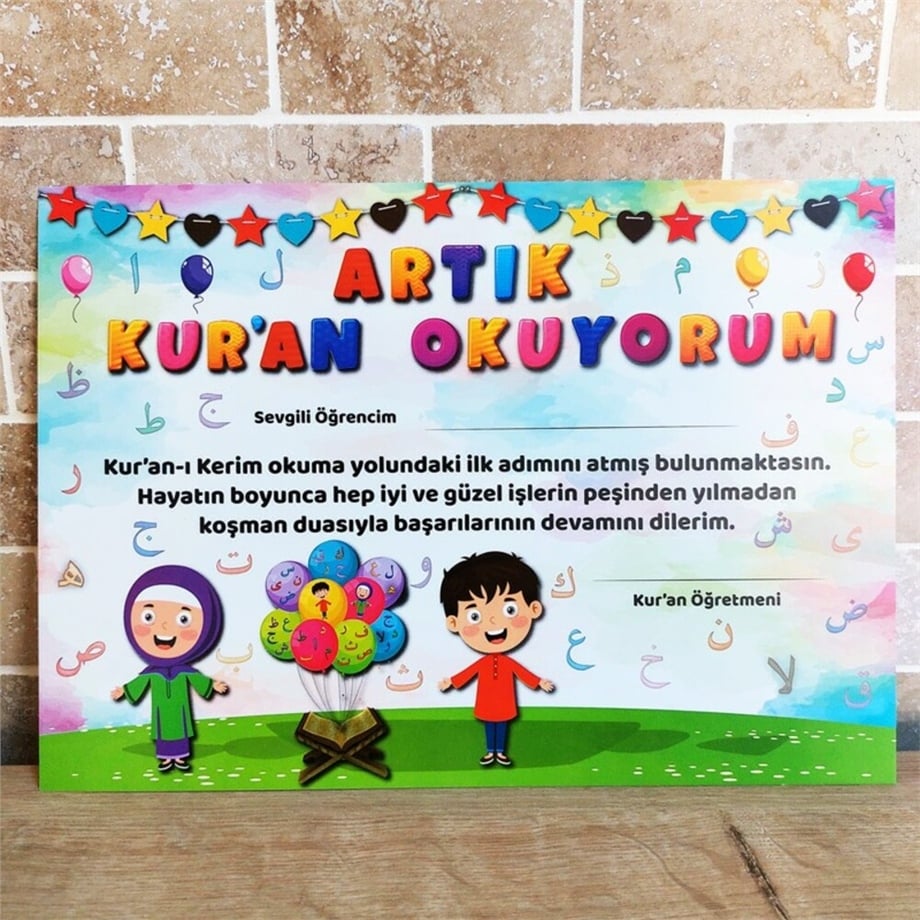 Artık Kur'an okuyorum belgesi