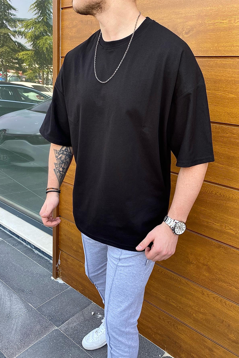 BASİC SİYAH OVERSIZE T-SHİRT