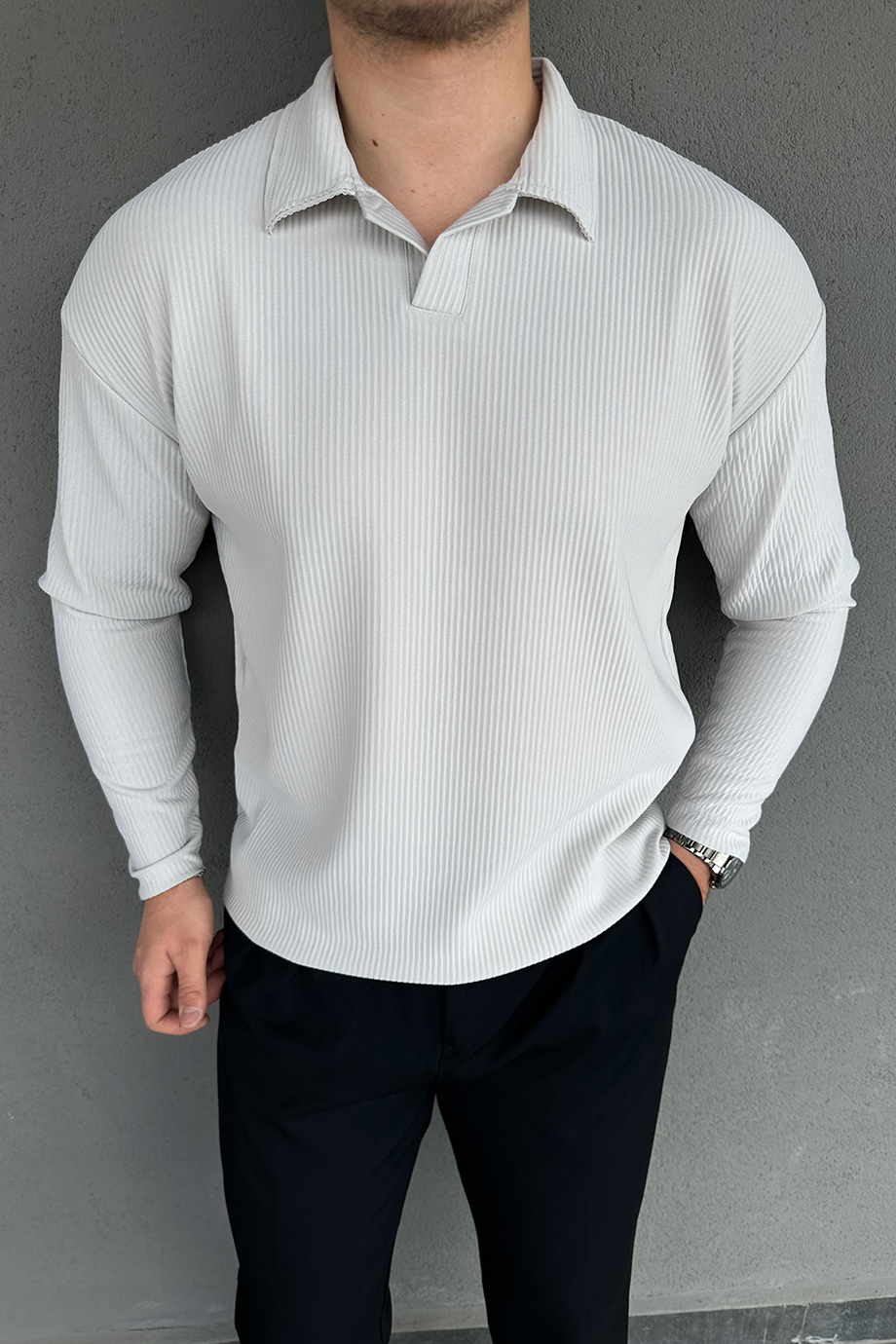 GRİ OTTOMAN KUMAŞ KAZAK