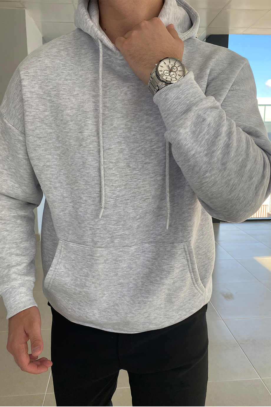 GRİ OVERSIZE BASİC SWEATSHİRT