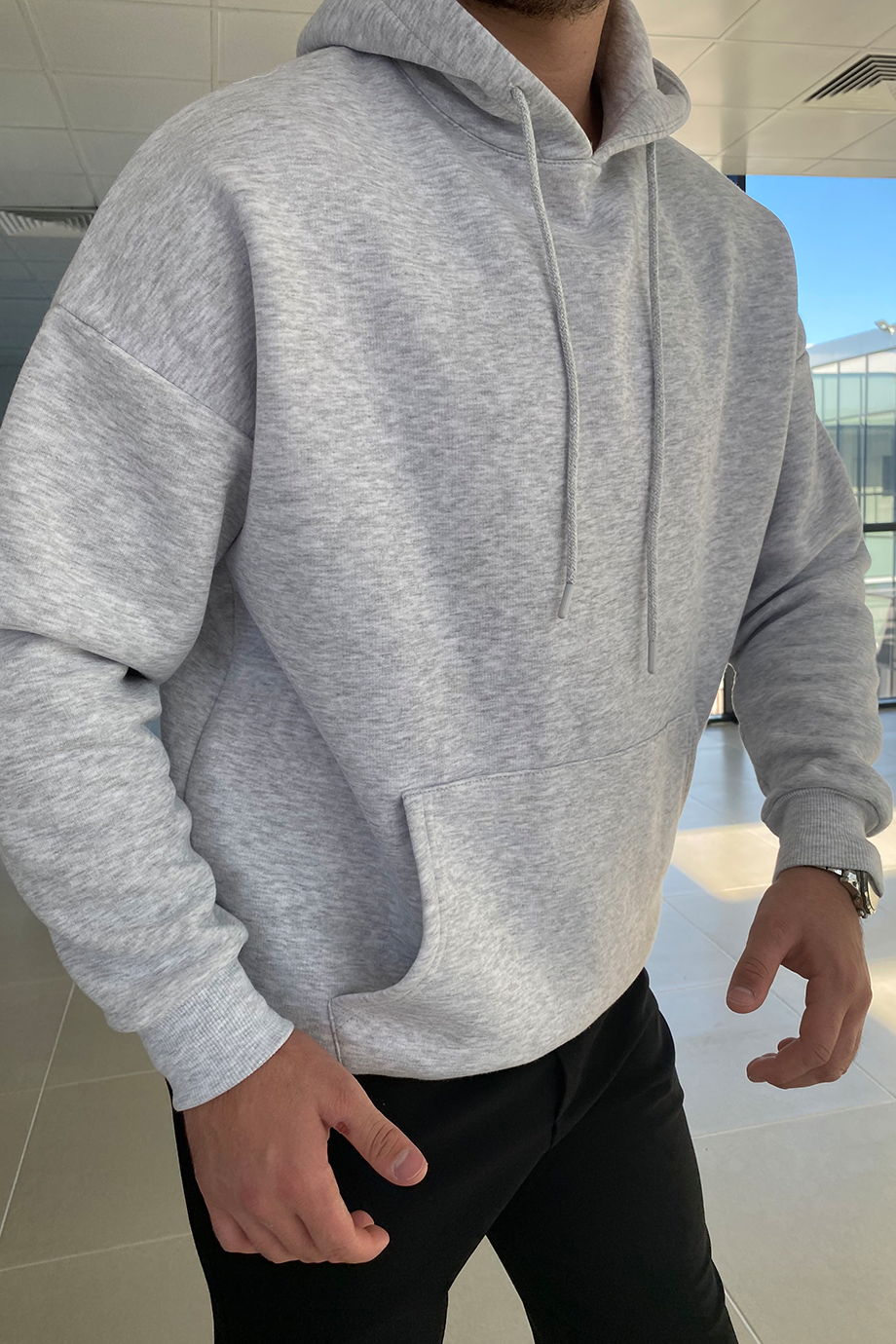 GRİ OVERSIZE BASİC SWEATSHİRT