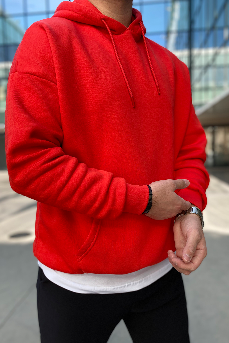 KIRMIZI OVERSİZE BASİC SWEATSHİRT