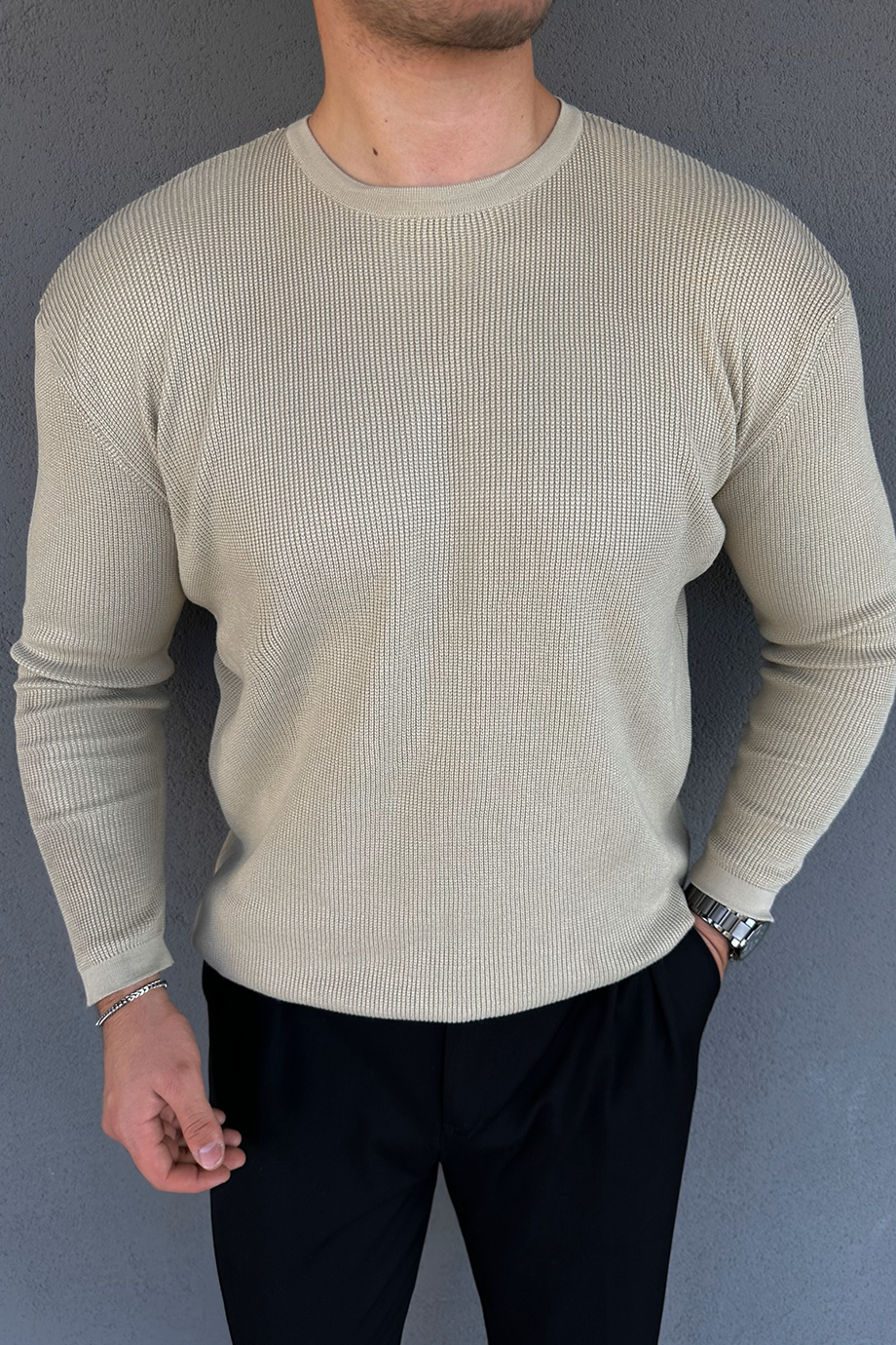 KUM BEJİ ÖRME KAZAK