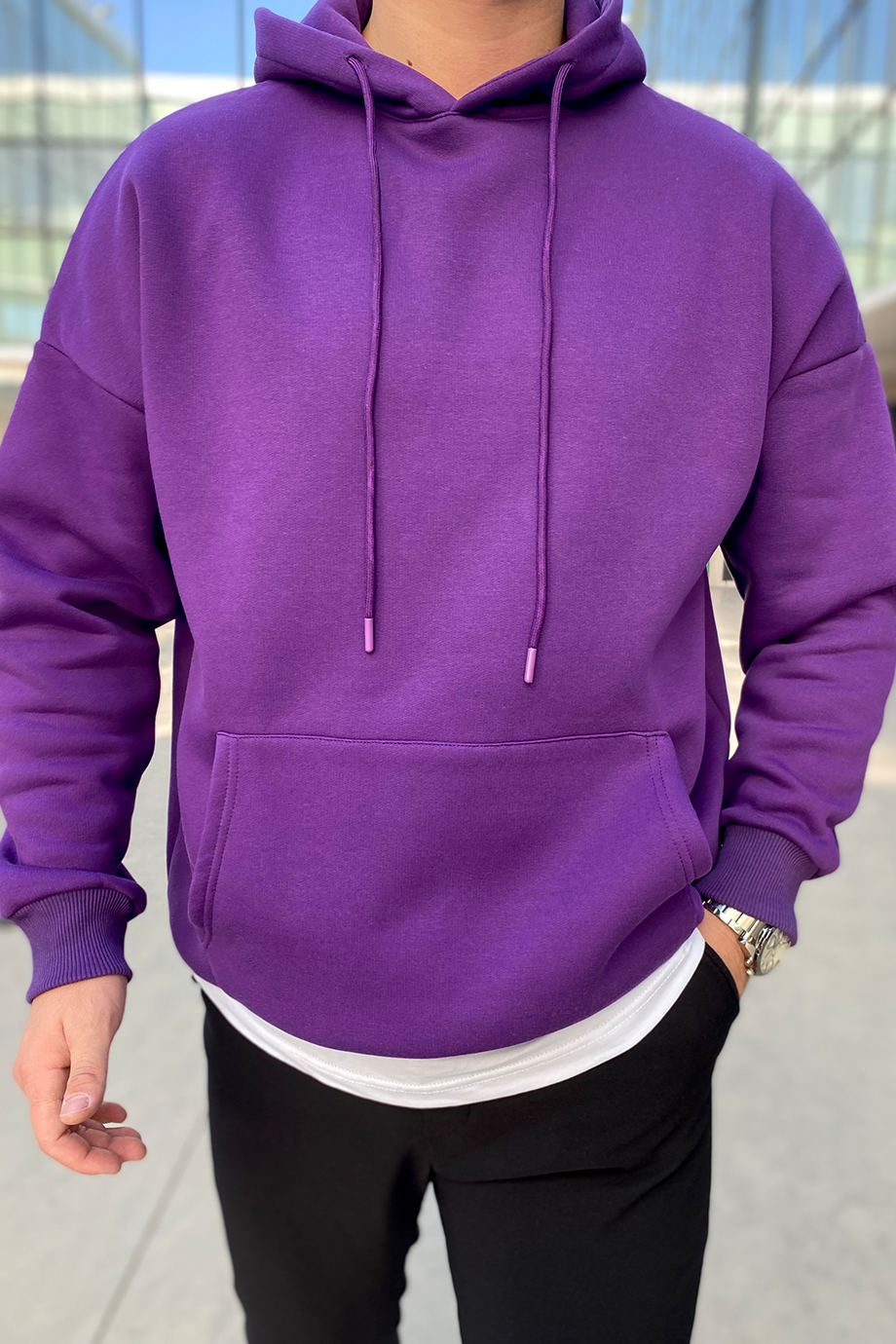 MOR OVERSIZE KALIP BASIC SWEATSHİRT