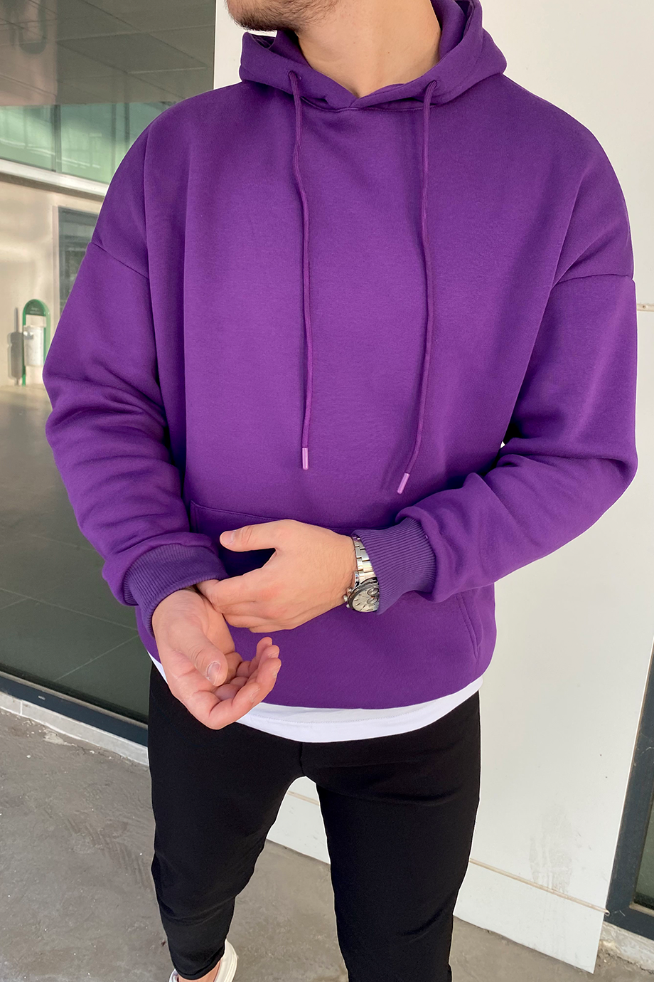 MOR OVERSIZE KALIP BASIC SWEATSHİRT