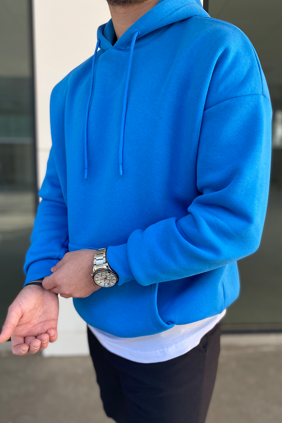 TURKUAZ OVERSIZE BASİC SWEATSHİRT