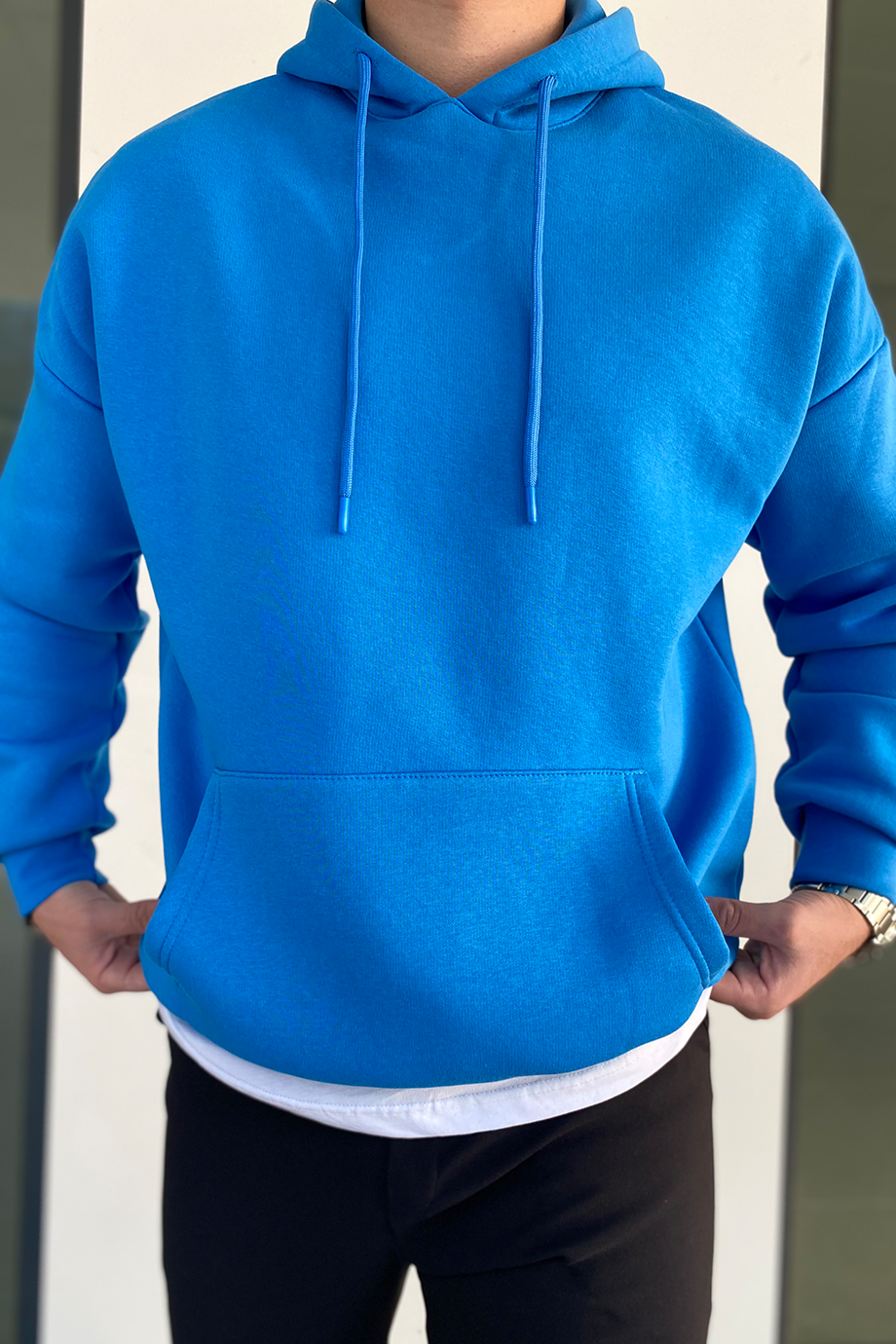 TURKUAZ OVERSIZE BASİC SWEATSHİRT
