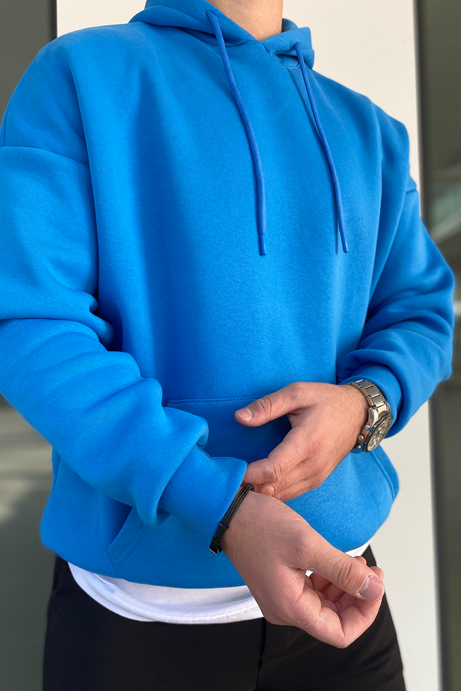 TURKUAZ OVERSIZE BASİC SWEATSHİRT