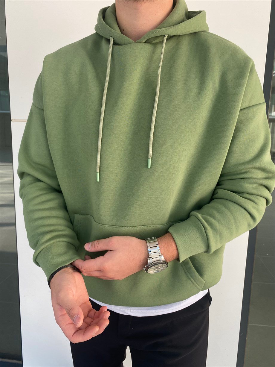 YEŞİL OVERSIZE KALIP BASIC SWEATSHİRT