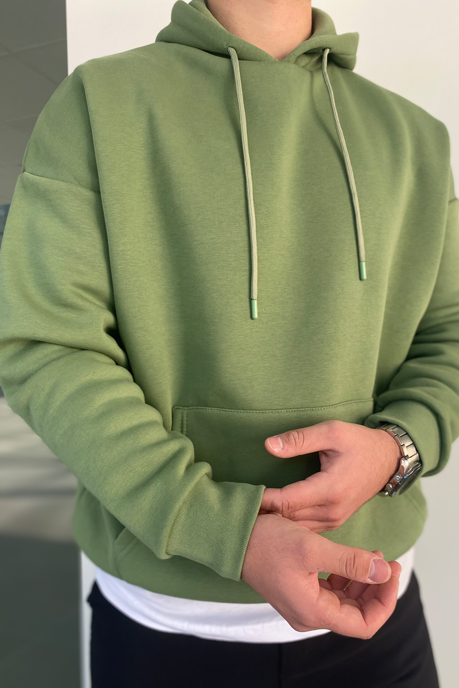 YEŞİL OVERSIZE KALIP BASIC SWEATSHİRT