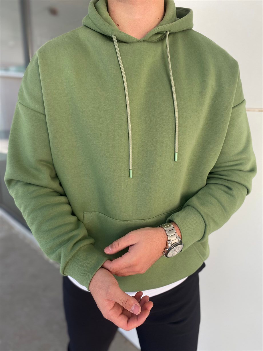 YEŞİL OVERSIZE KALIP BASIC SWEATSHİRT