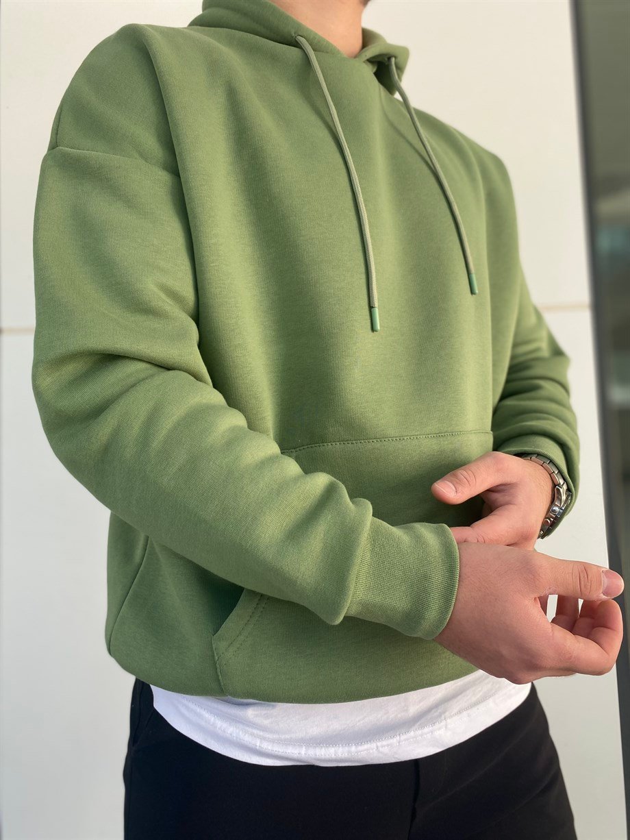 YEŞİL OVERSIZE KALIP BASIC SWEATSHİRT