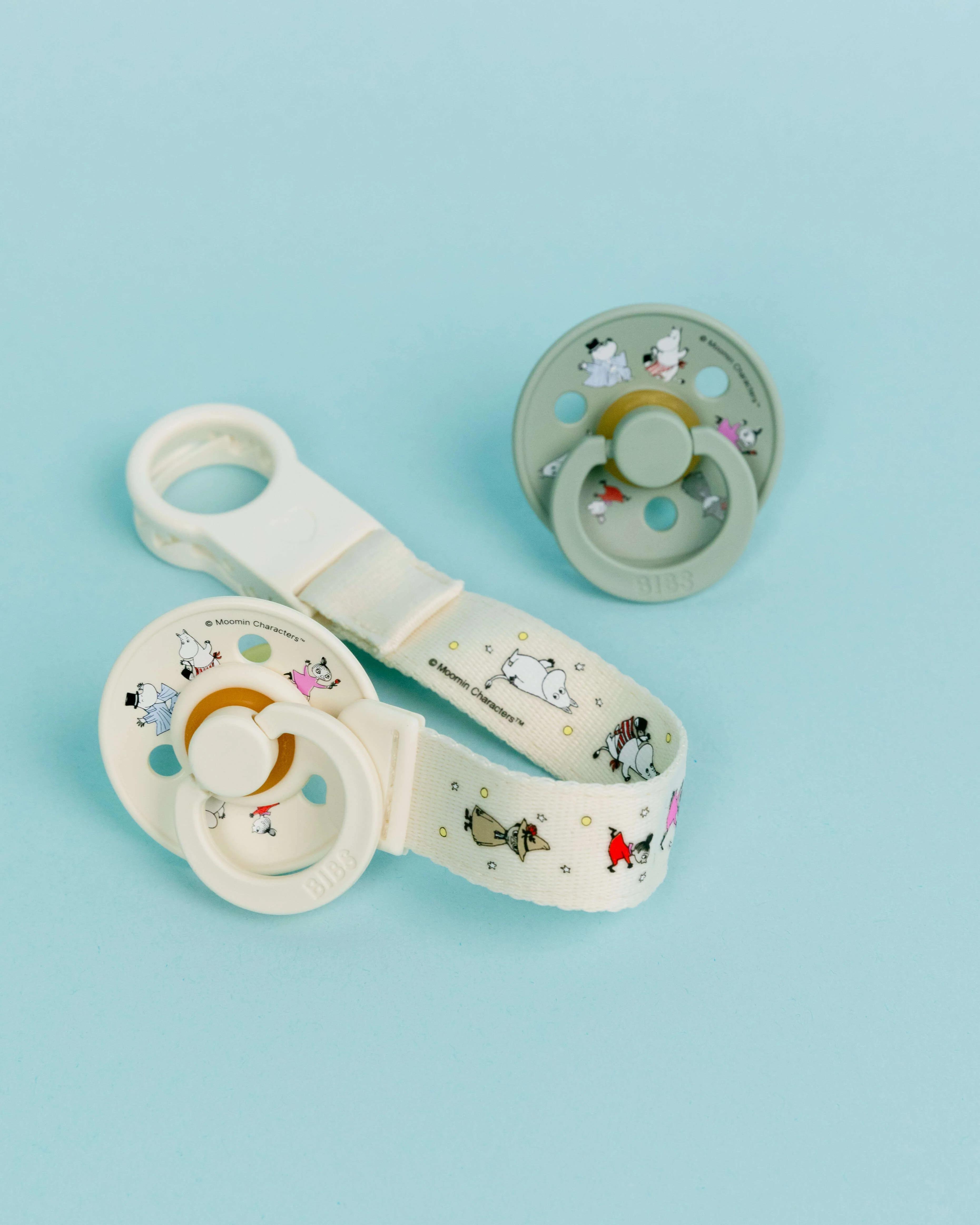 BIBS X Moomins Colour Pacifier & Loop Clip Gift Set - Ivory / Sage 