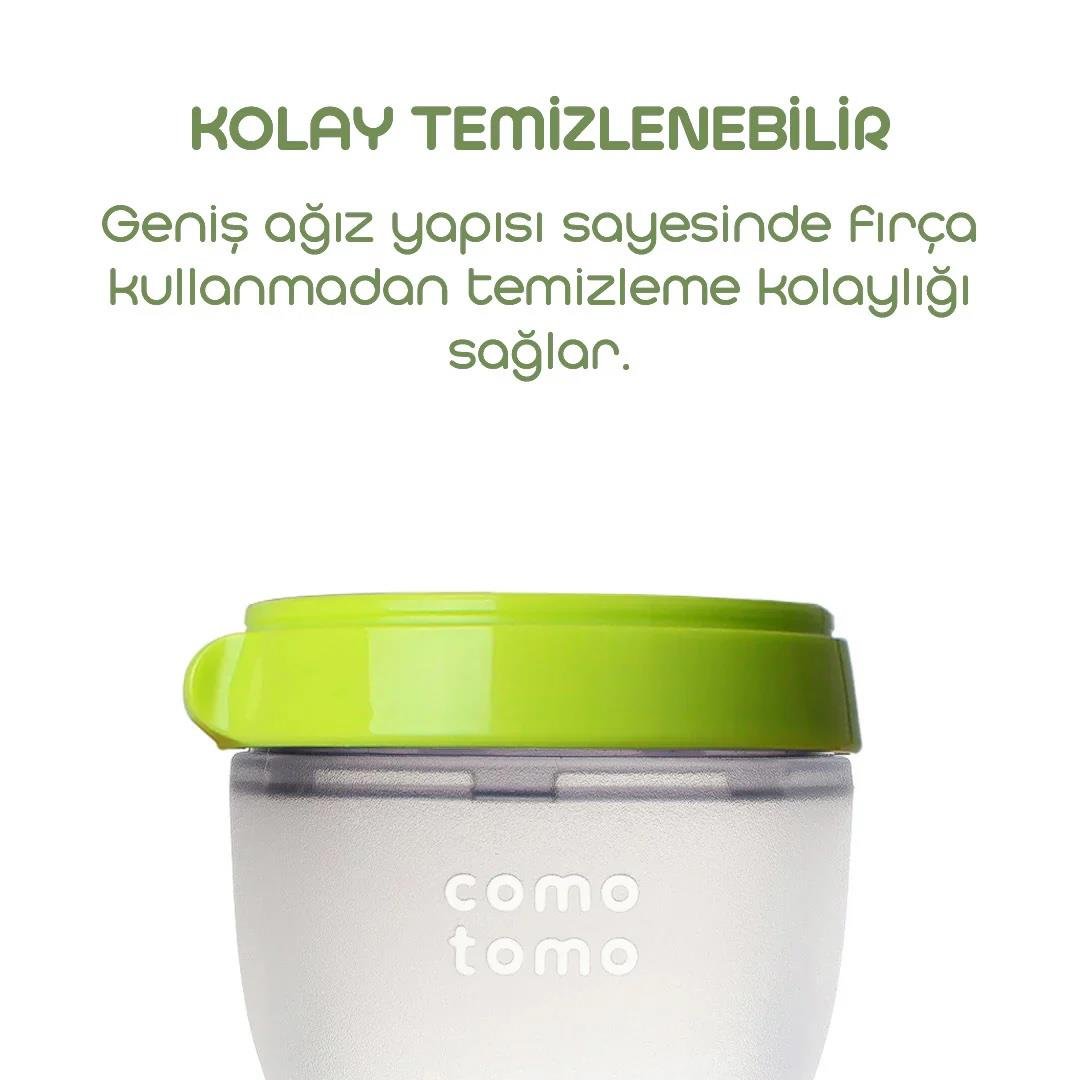 Comotomo Silikon Biberon 150ml Yavaş Akışlı (0-3 Ay)  - Yeşil