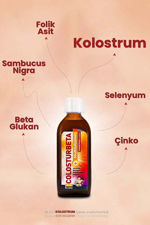 Lamos Colosturbeta Kolostrum, Multi Vitamin ve Multi Mineral İçeren Takviye Edici Gıda 150 ml