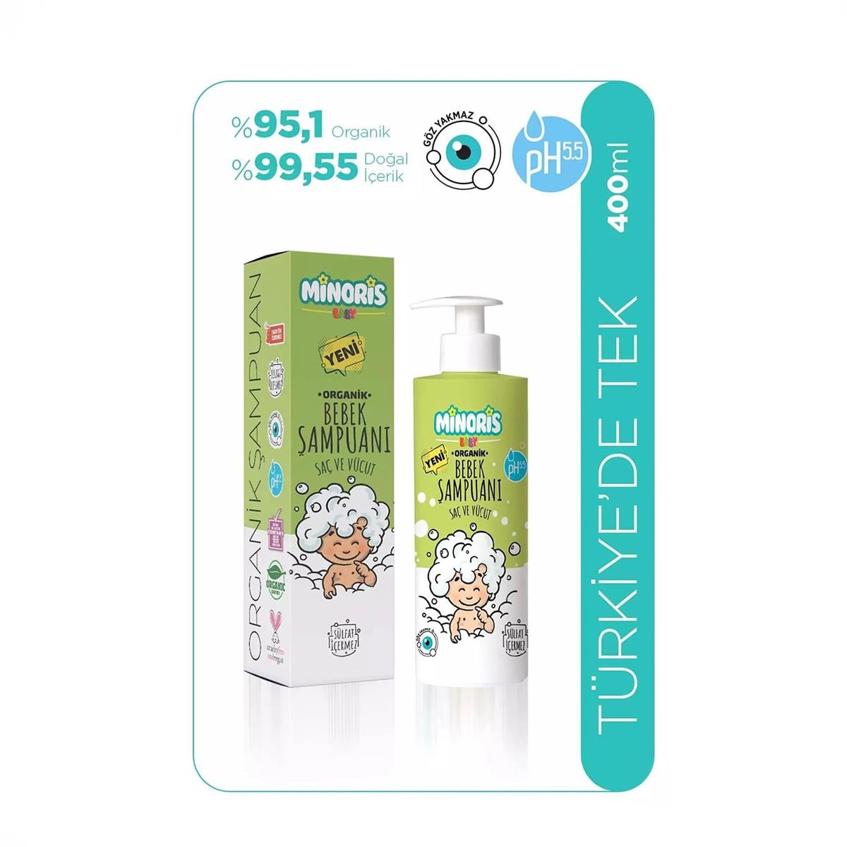 Minoris Baby Organik Bebek Saç ve Vücut Şampuanı 400ml