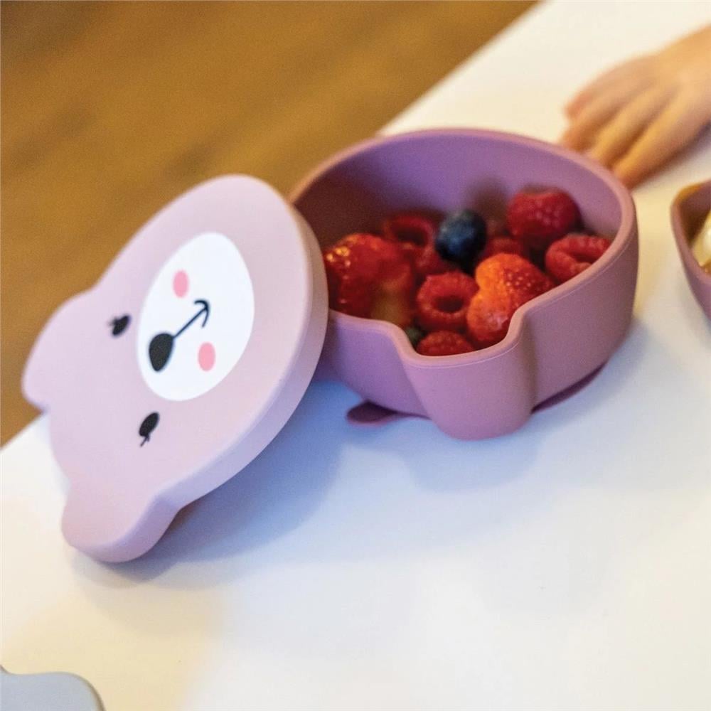 Tum Tum Silikon Vakumlu, Kapaklı Kase ve Kaşık Seti Betsy Bear