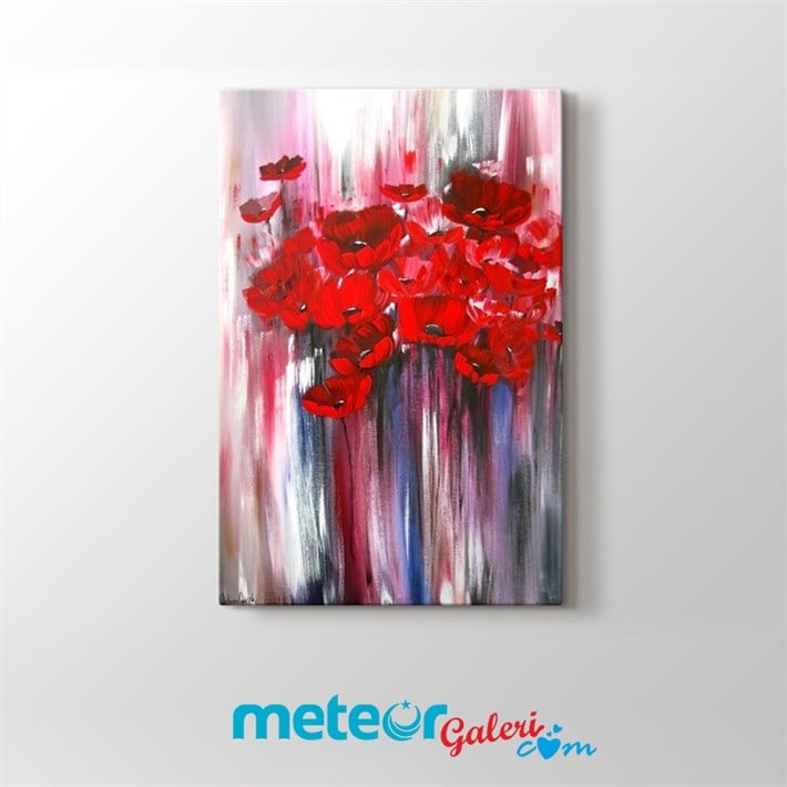 Kırmızı Çiçekli Kanvas Tablo