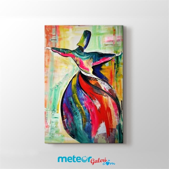 Renkli Mevlevi Kanvas Tablo