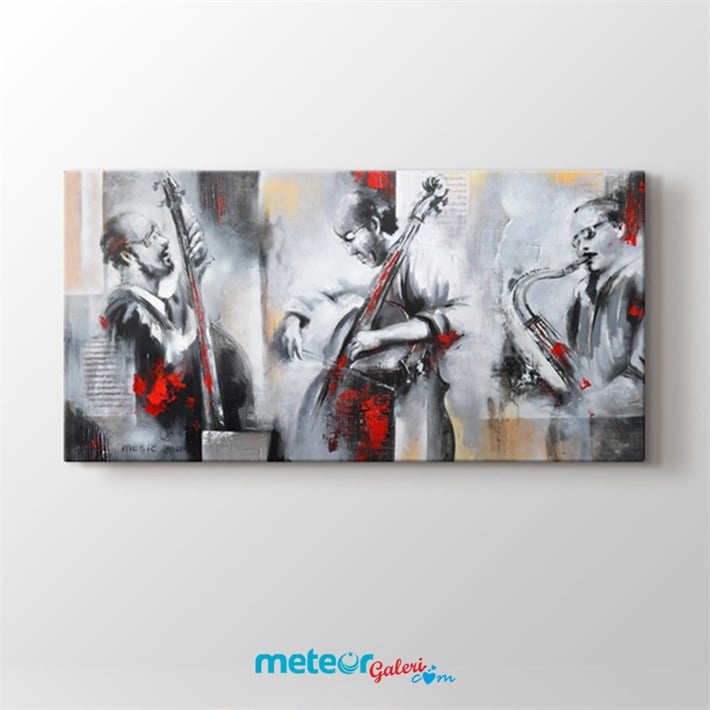 Kırmızı Siyah Müzisyen Kanvas Tablo