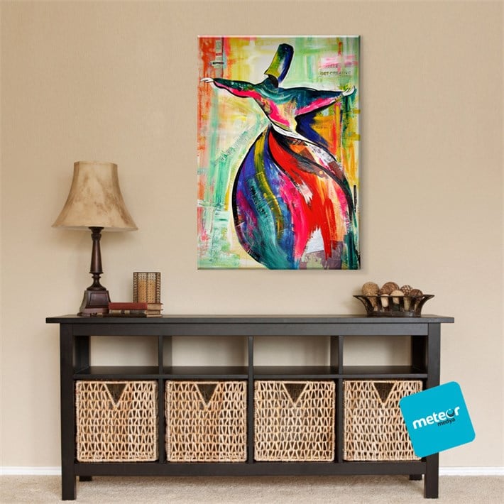 Renkli Mevlevi Kanvas Tablo