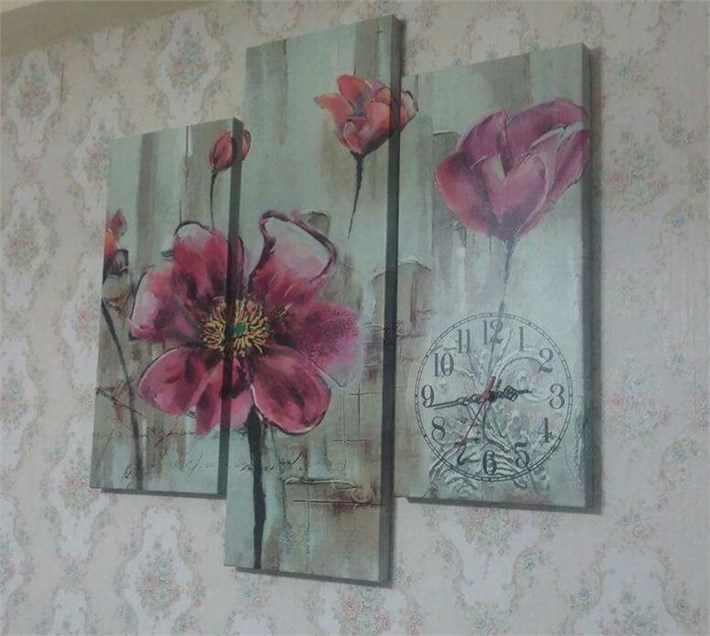 Pembe Mürdüm Renkli Gelincik Çiçekli Kanvas Tablo