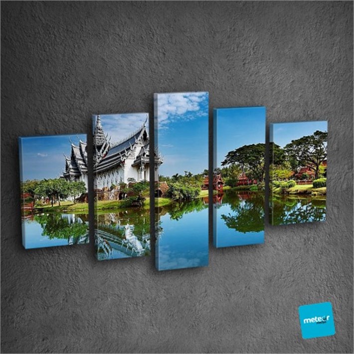 Mavi Deniz Manzaralı Evler Kanvas Tablo