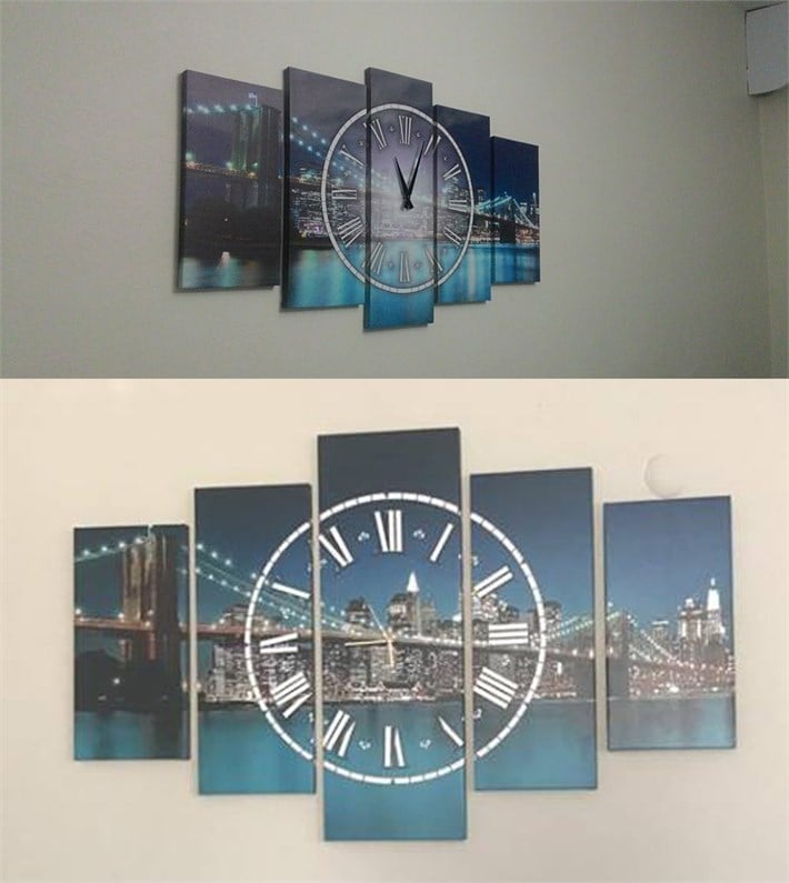 Brooklyn Londra Köprüsü Saatli Mavi Kanvas Tablo